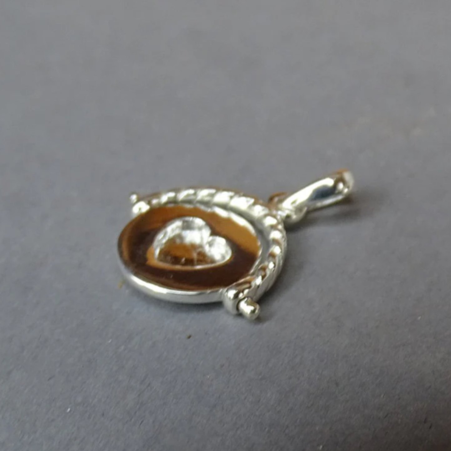 Silver Spinning Fob Pendant With Heart for Ashes