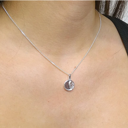 Small Round Leaf Design Pendant for Ashes Jewellery