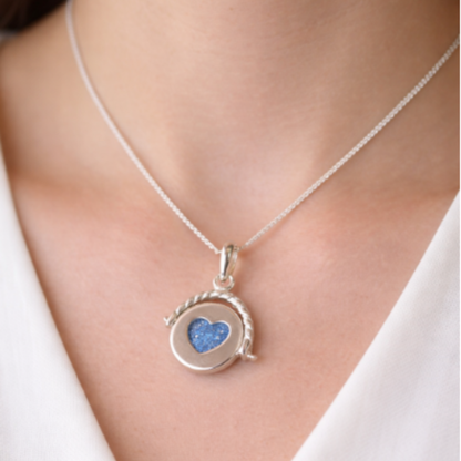 Silver Spinning Fob Pendant With Heart for Ashes