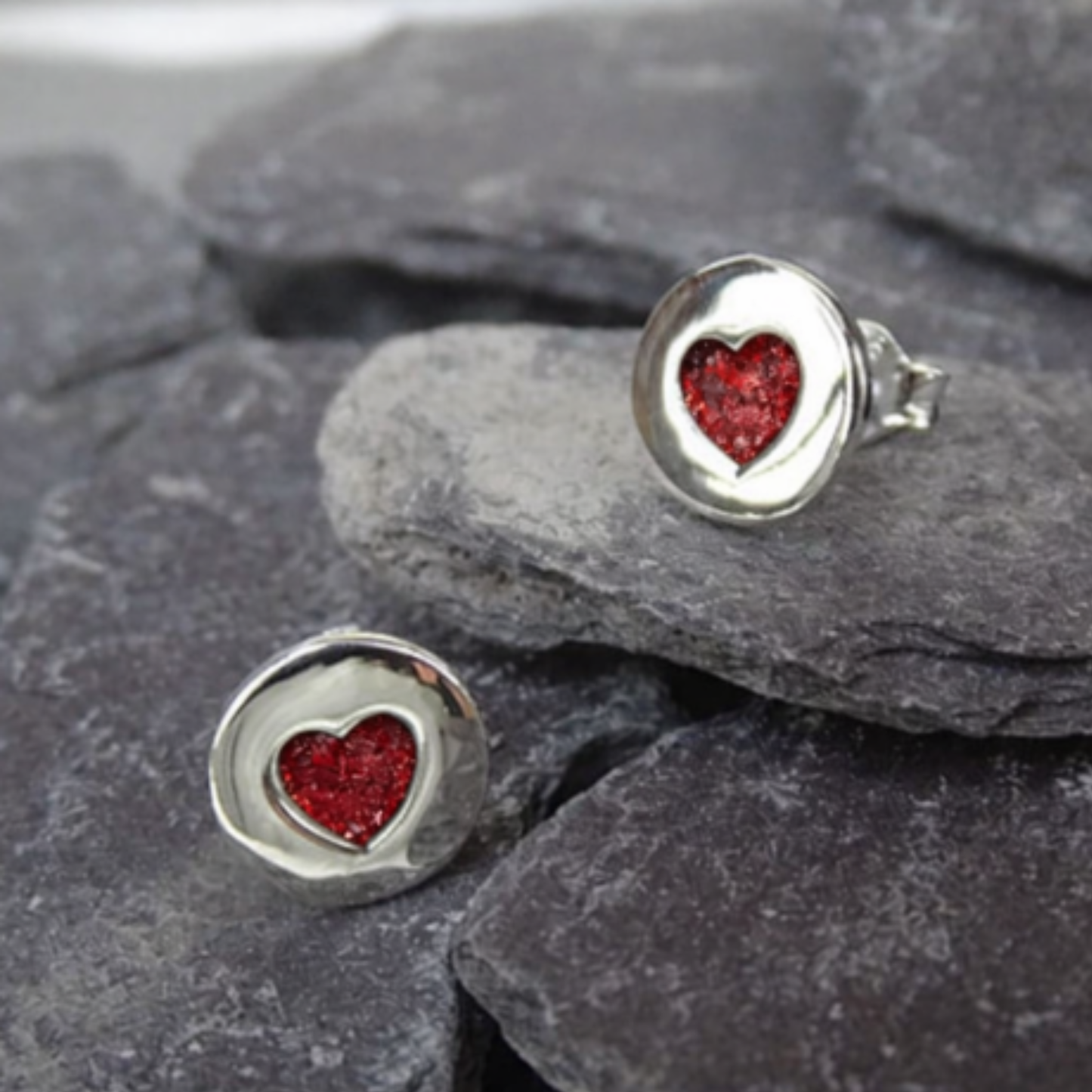 Simple Silver Heart Stud Earrings