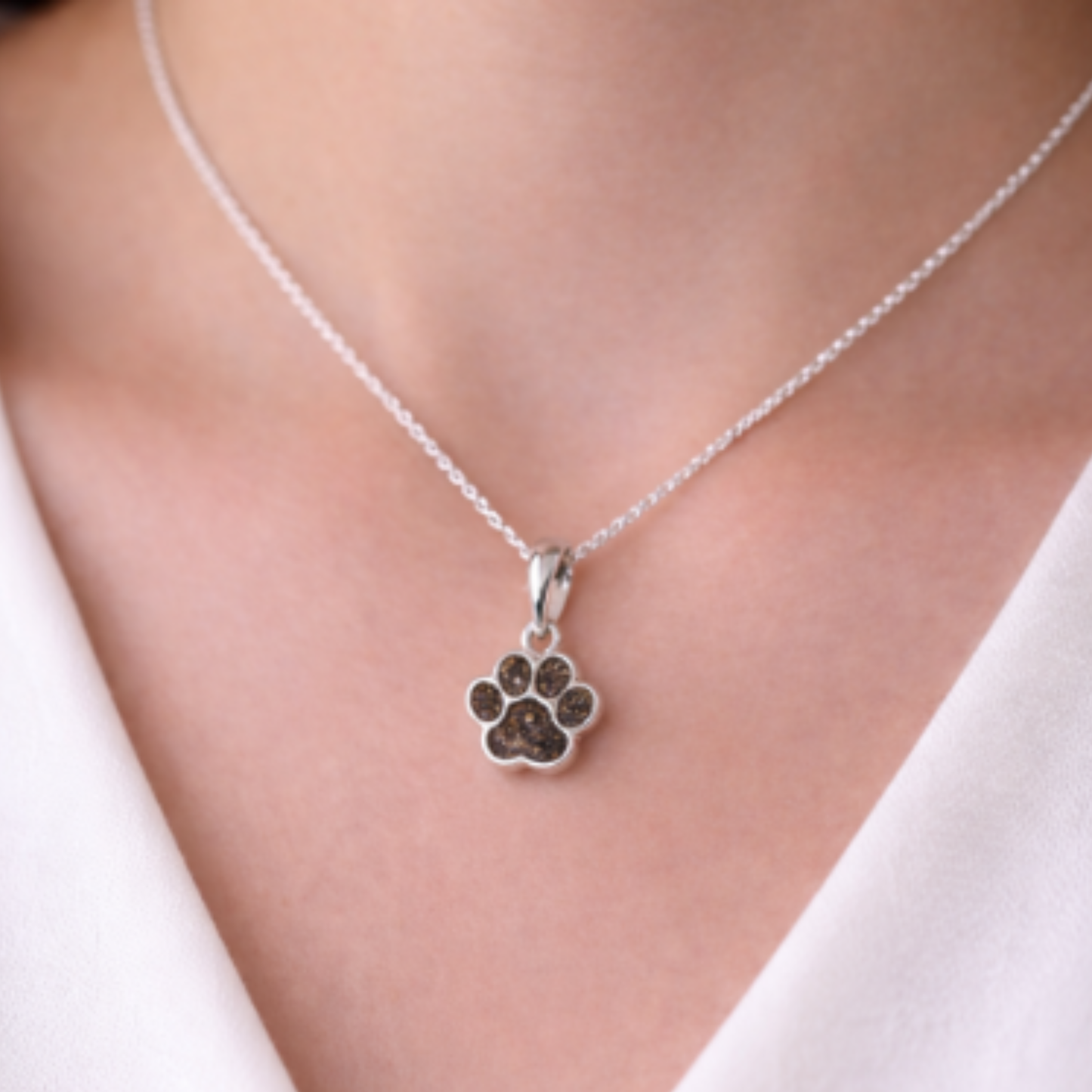 Solid Silver Dog Paw Pendant Pet Memorial Ashes