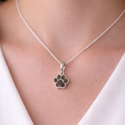 Solid Silver Dog Paw Pendant Pet Memorial Ashes
