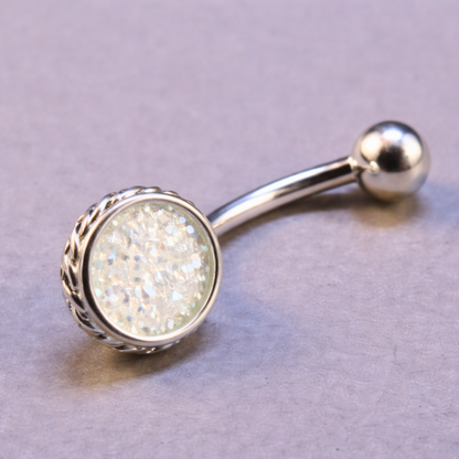 Silver Belly Button Bar For Ashes Jewellery