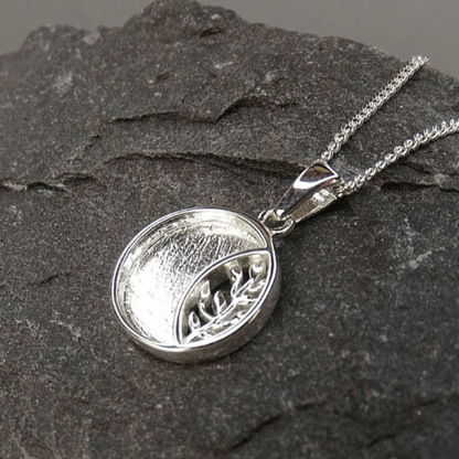 Small Round Leaf Design Pendant for Ashes Jewellery