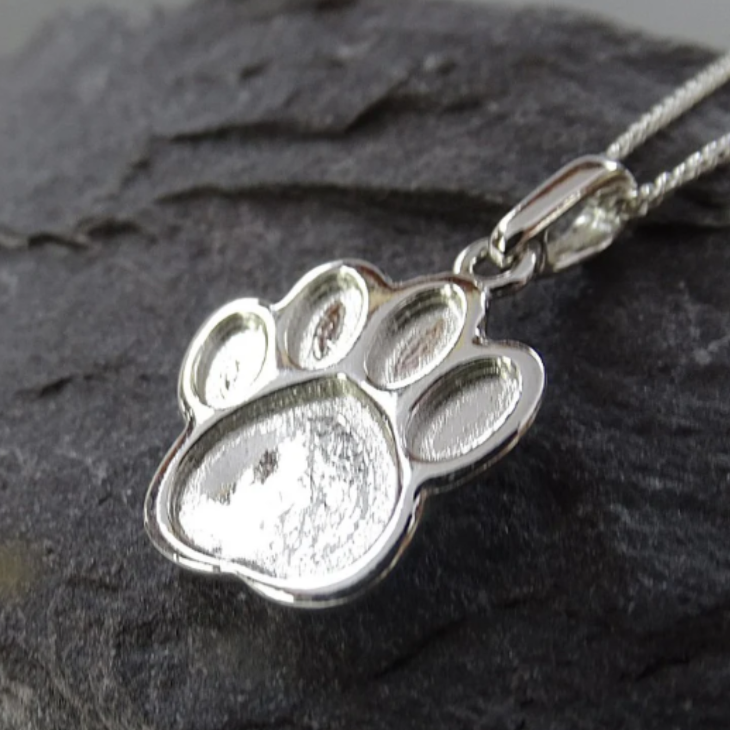 Solid Silver Dog Paw Pendant Pet Memorial Ashes