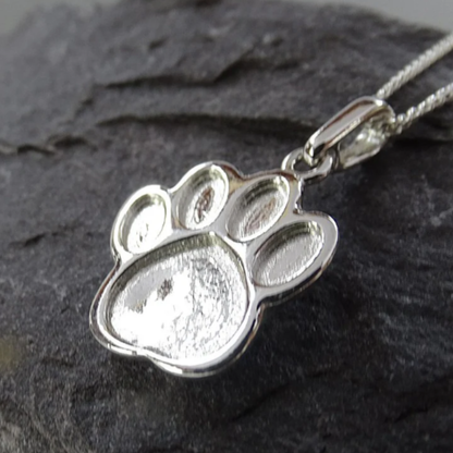 Solid Silver Dog Paw Pendant Pet Memorial Ashes