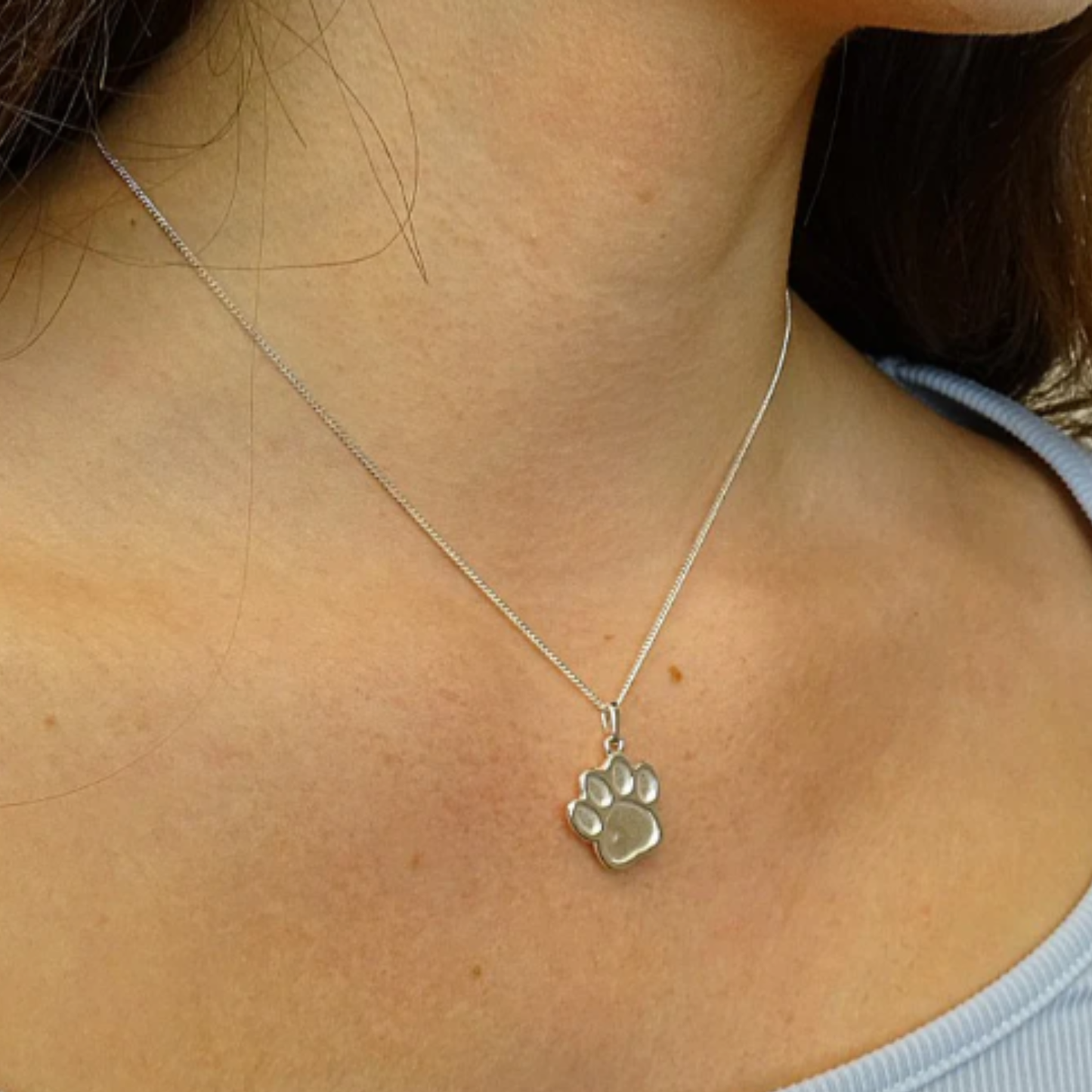 Solid Silver Dog Paw Pendant Pet Memorial Ashes