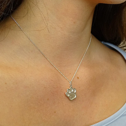 Solid Silver Dog Paw Pendant Pet Memorial Ashes