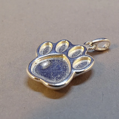 Solid Silver Dog Paw Pendant Pet Memorial Ashes
