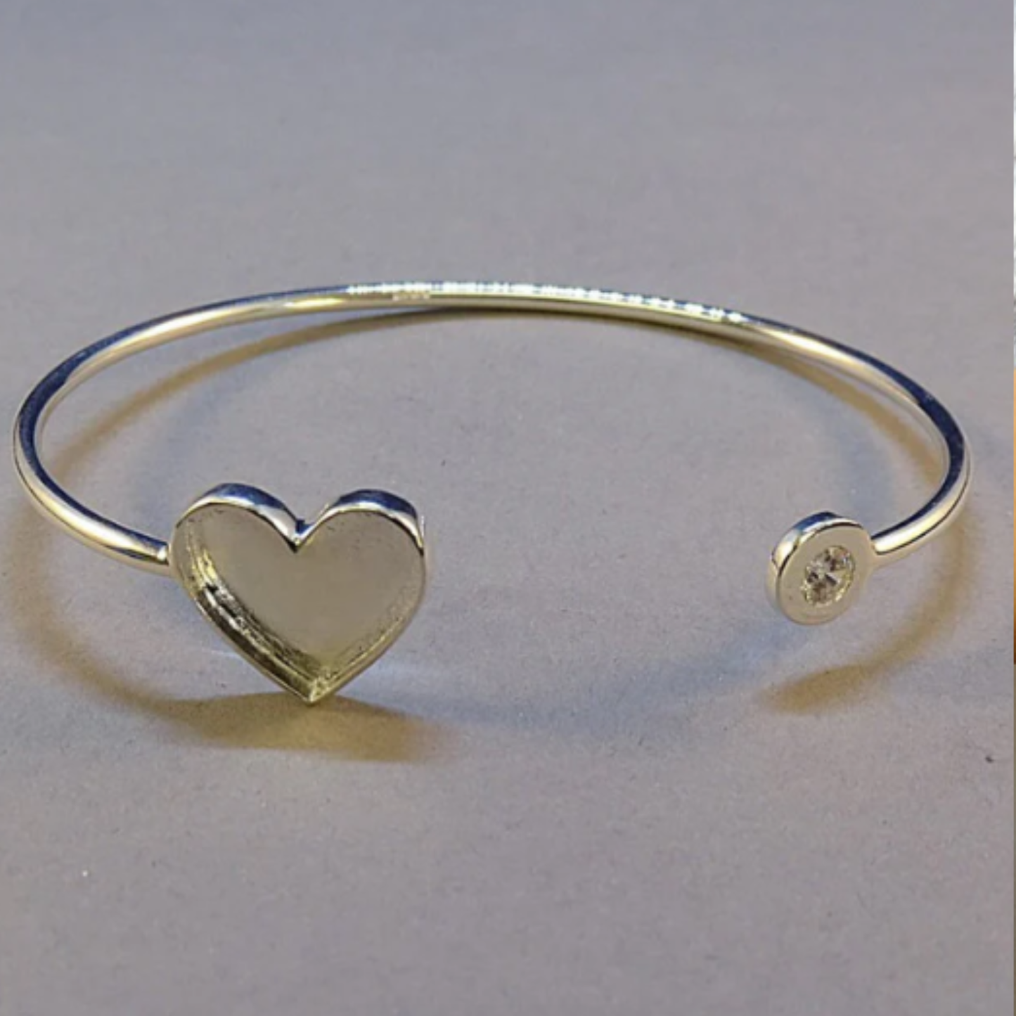 Solid Silver Bangle With Heart Memorial Jewellery