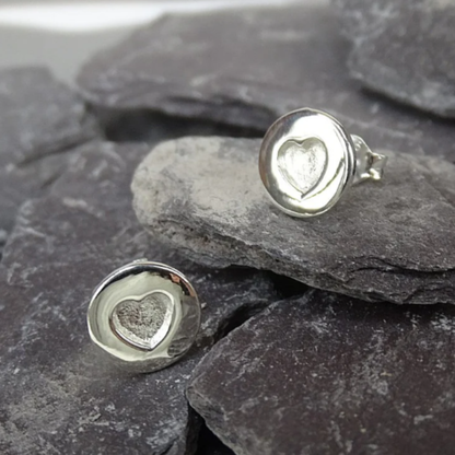Simple Silver Heart Stud Earrings