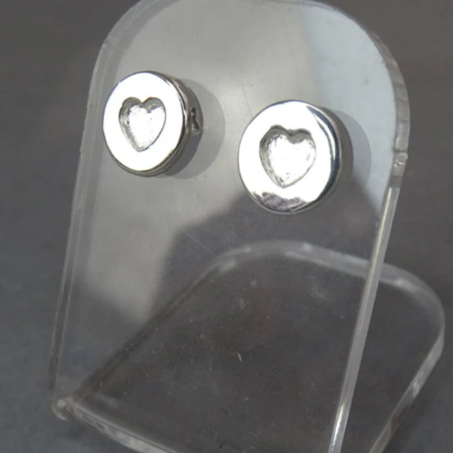 Simple Silver Heart Stud Earrings