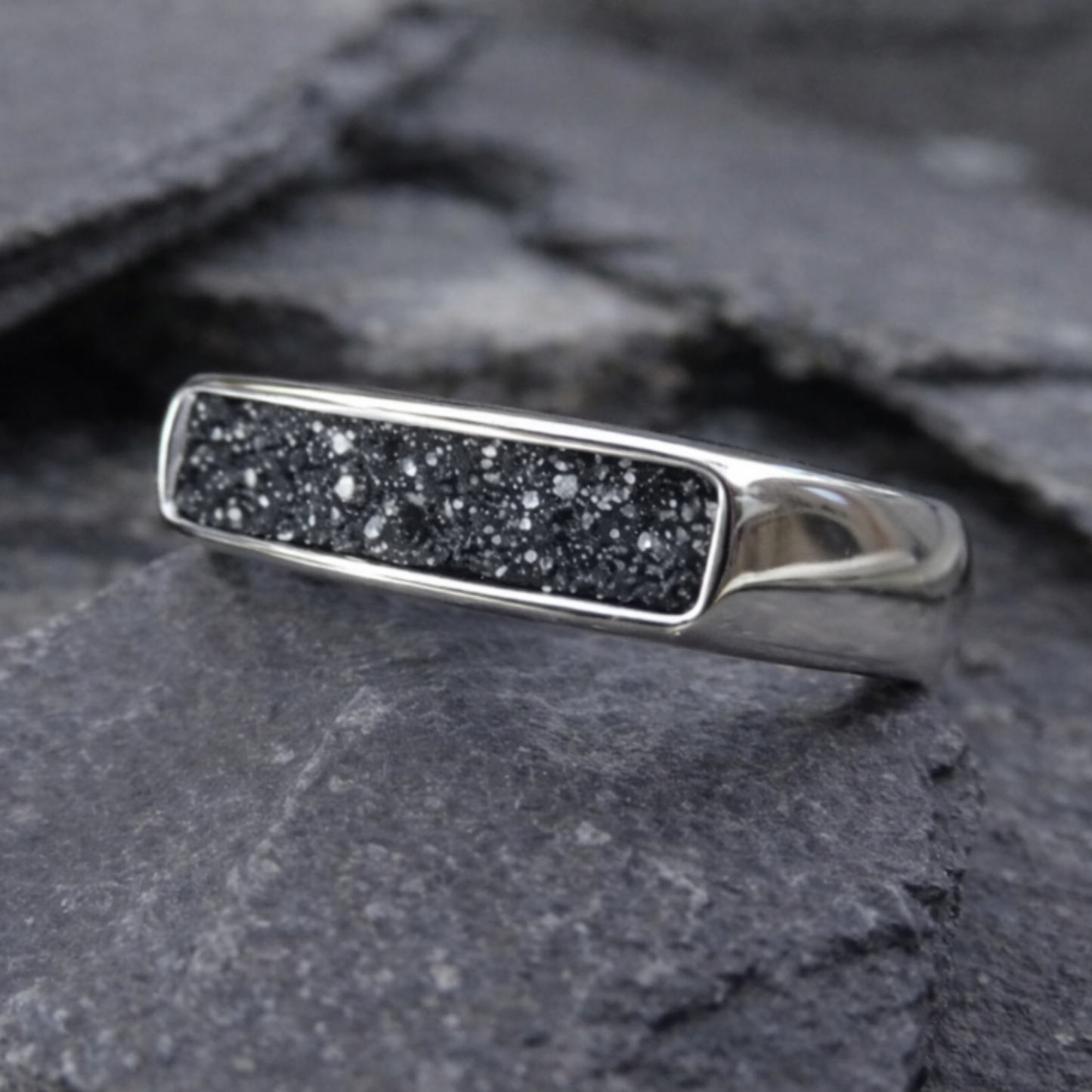 Gents Silver Ring With Channel For Ashes