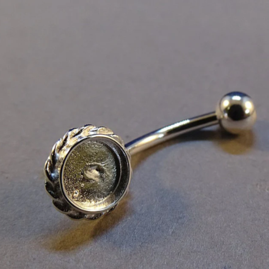 Silver Belly Button Bar For Ashes Jewellery